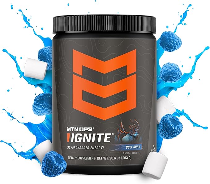 MTN OPS Ignite Energy Drink Powder, Gluten Free Nootropic Supplement Drink Mix, L Arginine, L