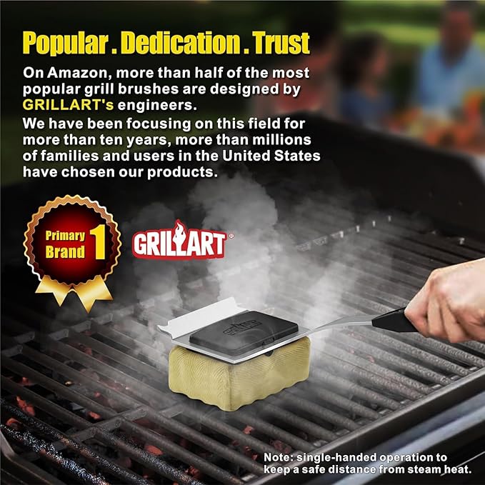 GRILLART Grill Brush Bristle Free, Replaceable BBQ Cleaning Head (No Handle), Safe Replacement