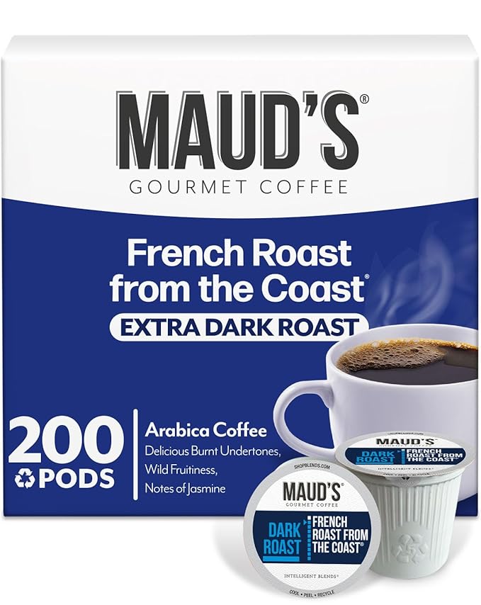 Maud's French Roast Coffee Pods, 200 ct, Dark Roast Coffee in Recyclable Single Serve Pods – 100%