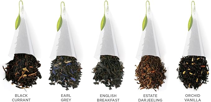 Tea Forte Assorted Black Tea Presentation Box Tea Gift Set Sampler, 20 Count, 2 of Each Variety