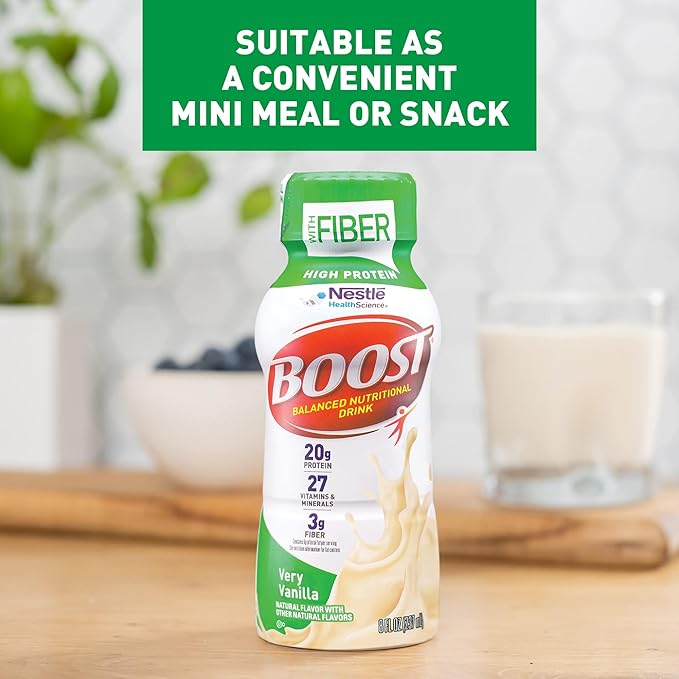 BOOST High Protein with Fiber Ready to Drink Complete Nutritional Drink, Very Vanilla, 8 fl oz