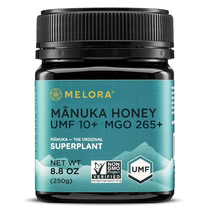 Melora Raw Manuka Honey from New Zealand | UMF 10+ | MGO 265+ | 8.8 Oz Jar | Safe for Skin Care |
