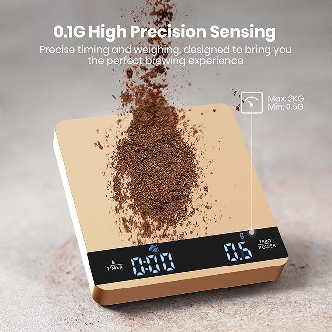 Mini Coffee Scale with Timer, Maestri House Rechargeable Espresso Scale, 2kg/0.1g Accurate Scale