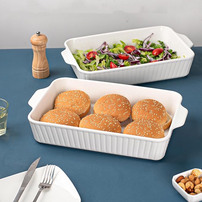 Casserole Dishes for Oven 9x13,2 Pack Ceramic Baking Dish Large & Deep,4.2 QT Casserole Dish Set