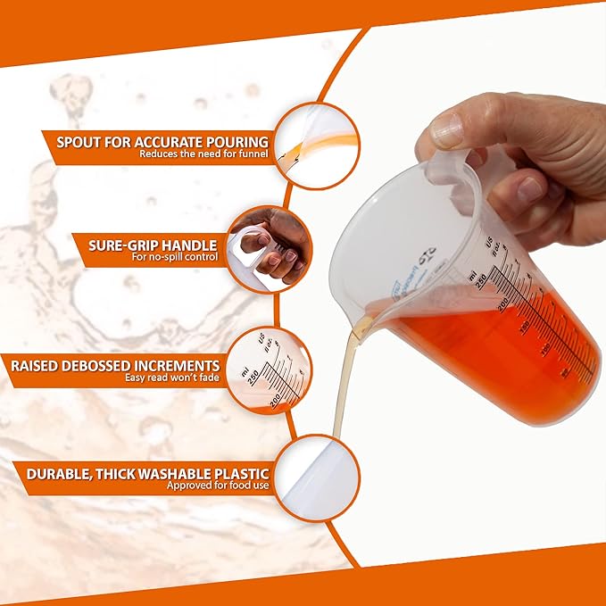 8oz 1 Cup Measure Pitcher with Convenient Conversion Chart??Food Grade - Great for Cooking, Home