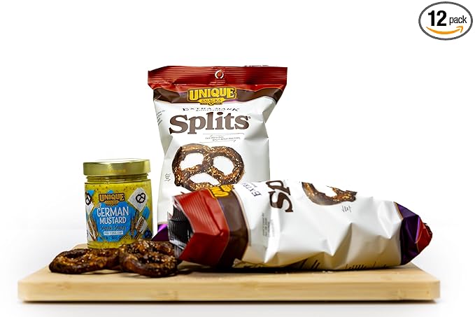 Unique Snacks Extra Dark Splits Pretzels, Original Split-Open Pretzels, Delicious Homestyle-Baked