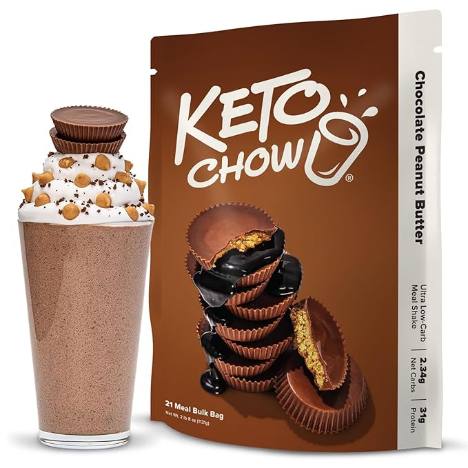 Keto Chow Chocolate Peanut Butter | Keto Meal Replacement Shake Powder | Nutritionally Complete |
