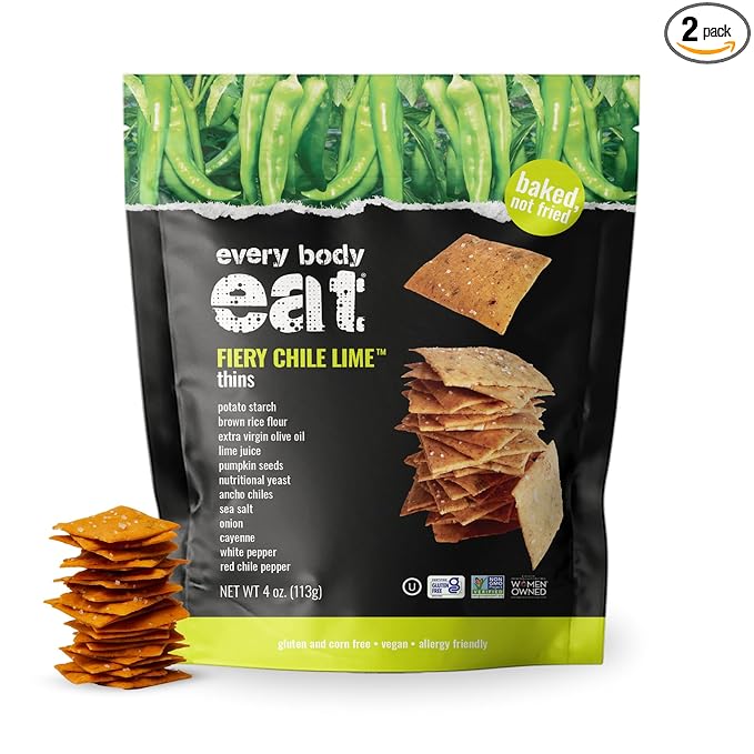 Every Body Eat Snack Thins, Allergen Friendly, Vegan, Gluten Free and Dairy Free (2 Count, Fiery