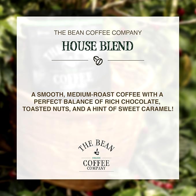 The Bean Organic Coffee Company House Blend, Medium Roast, Ground Coffee, 5-Pound Bag, Café molido