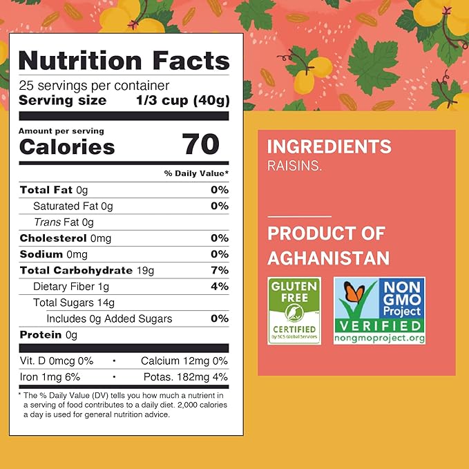 Ziba Foods Kishmish Raisins | Non-GMO, Vegan, Whole 30 Friendly & Paleo | Superfood Naturally High