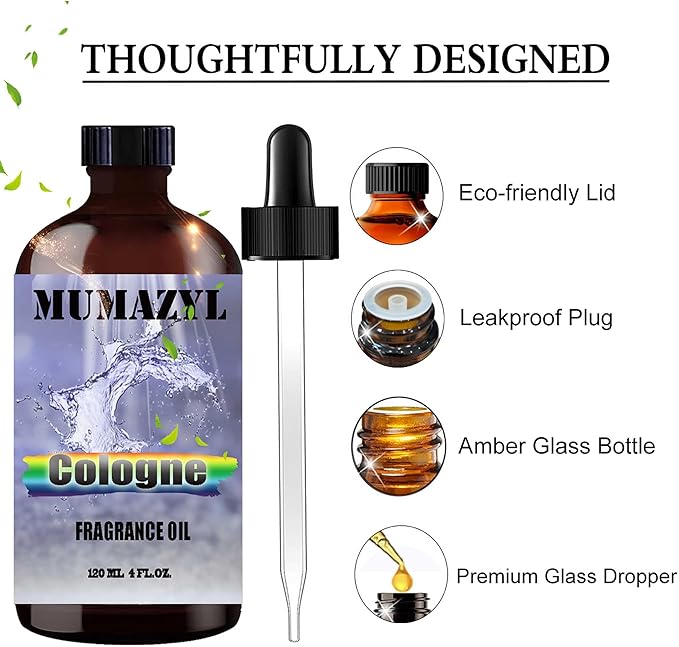 Cologne Fragrance Oil, Cologne Oil 4 Fl Oz 120ML for Diffuser Humidifier Yoga Cleaning DIY Candle