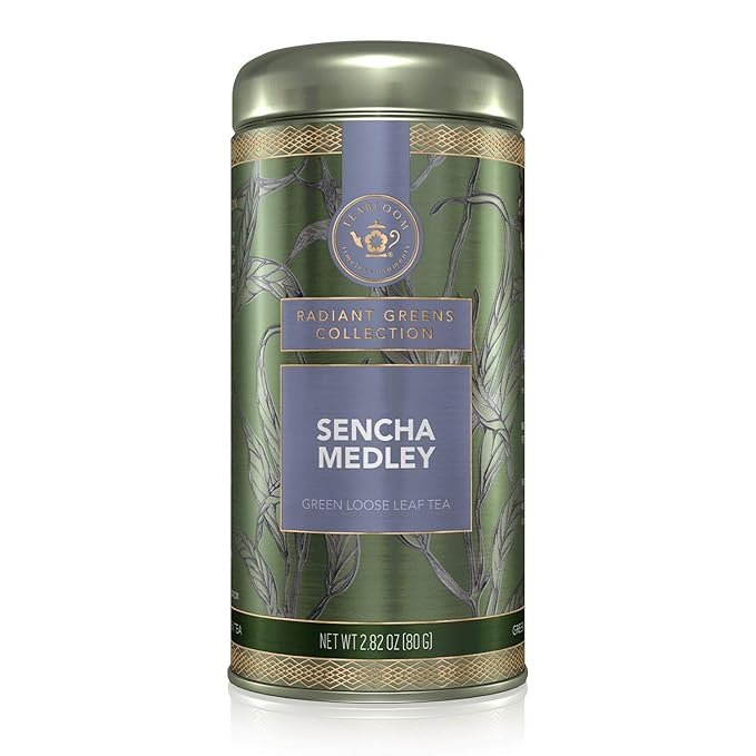 Teabloom Green Tea, Sencha Medley Loose Leaf Tea, Fresh and Floral, Purest Quality Green Tea Leaves
