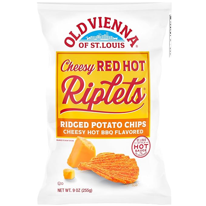 Old Vienna of St. Louis Riplets Chips 3oz Bags (3-Pack, Hot BBQ, Honey BBQ, or Cheesy Red Hot) by