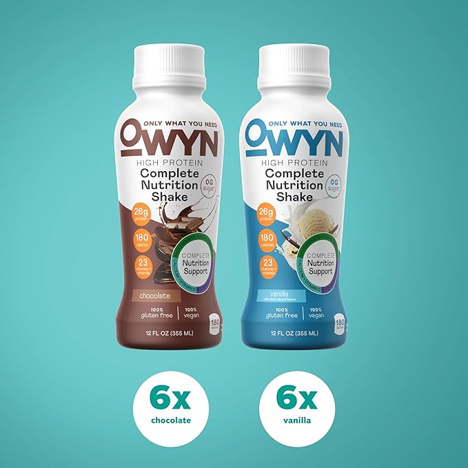 OWYN Only What You Need High Protein Plant Based Complete Nutrition Shake, Chocolate & Vanilla
