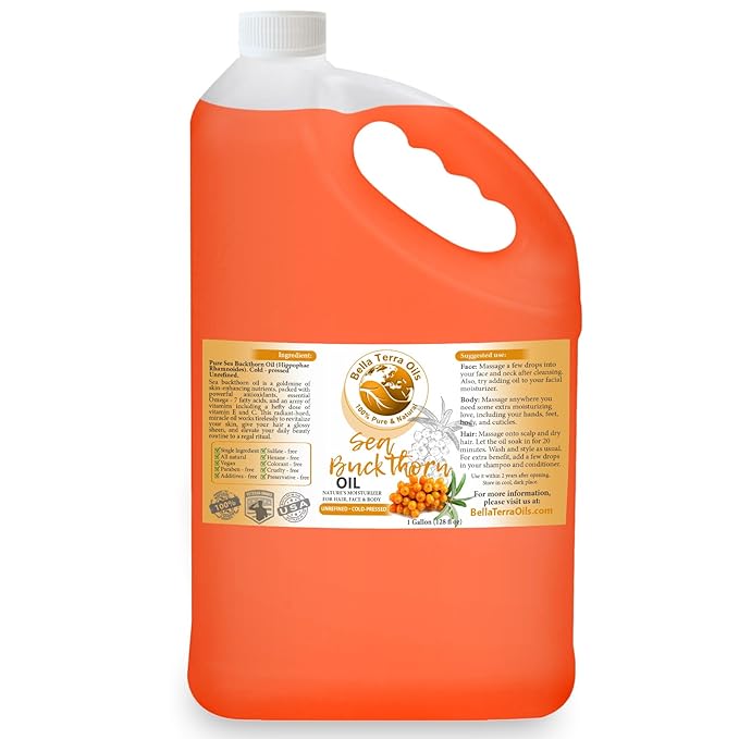 Bella Terra Oils Pure Sea Buckthorn Oil ??1gallon, Enhances Hair and Skin Appearance, Rich in