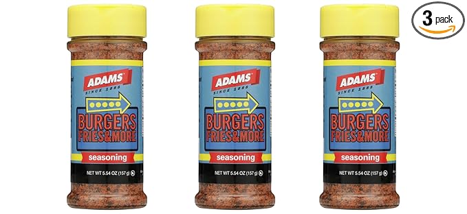 Adam's Seasonings 3.5-6oz Container (Pack of 3) Choose Flavor Below (Burgers Fries & More 5.54oz)