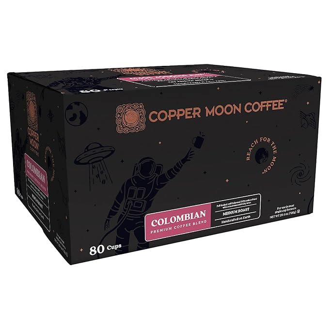 Copper Moon Single Serve Coffee Pods For Keurig K-Cup Brewers, Medium Roast, Colombian Blend, 80