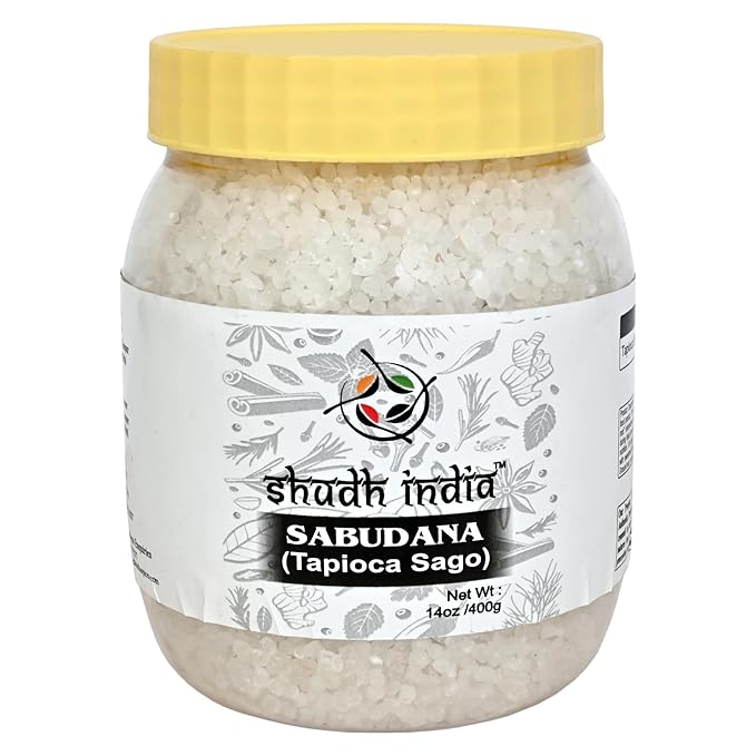 Shudh india Sabudana (Tapioca/Sago) Pearls 14oz (400g) ~ All Natural | Vegan | No Colors | NON-GMO