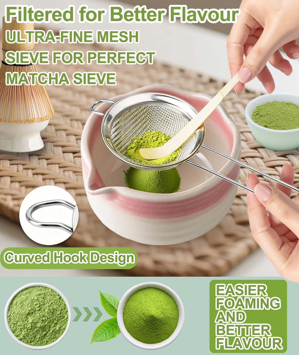 JBER Matcha Whisk Set, 7PCS Matcha Set with Bamboo Whisk and Ceramic Bowl