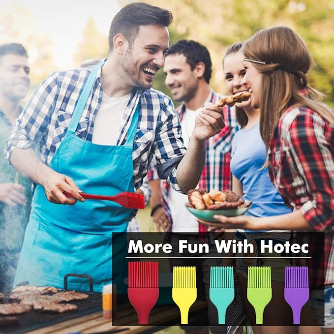 HOTEC 600℉ Heat Resistant BPA Free Silicone Marinading Meat Grill Basting Pastry Brush for Oil