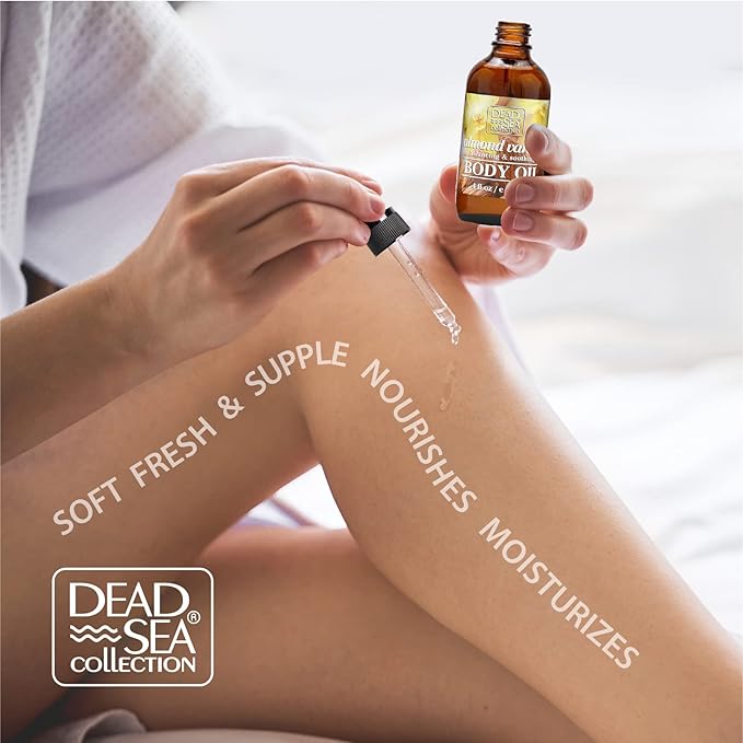 Dead Sea Collection Body Oil with Almond & Vanilla-Dry Skin Moisturizer and Hydrating Massage