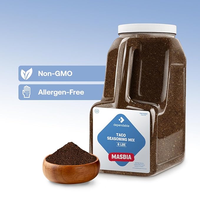 Dependable Food Taco Seasoning - 6 Lb. Resealable Jug - Non-GMO, Allergen-Free, Kosher ??Authentic