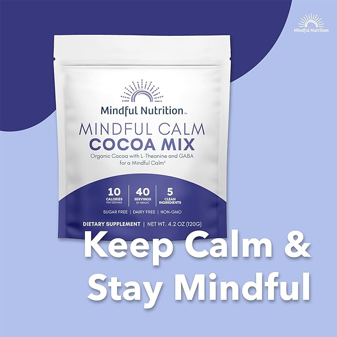Mindful Calm Sugar Free Hot Chocolate Mix - 40 Servings - Anti-Stress Drink Mix Powder Sleepy Cocoa