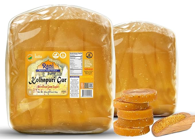 Rani Kolhapuri Gur (Jaggery) 175oz (11lbs) 5kg ~ Unrefined Cane Sugar, No Color added, Gluten