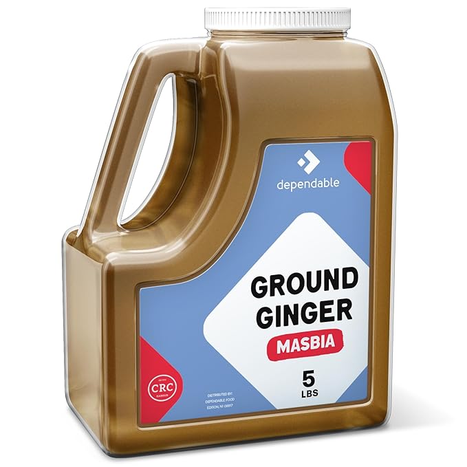 Dependable Foods Ground Ginger Spice – 5 Lb. Bulk Jar - Non-GMO, Kosher, Salt-Free, Allergen-Free|