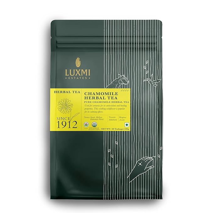 Luxmi Estates Chamomile Herbal Tea, 50 Tea Bags, Herbal Tea, Caffeine-Free, Single Ingredient Pure