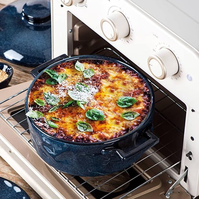 Vicrays Casserole Dish with Lid - Ceramic Lasagna Pan Deep 2 Quart Round Baking Dishes Covered
