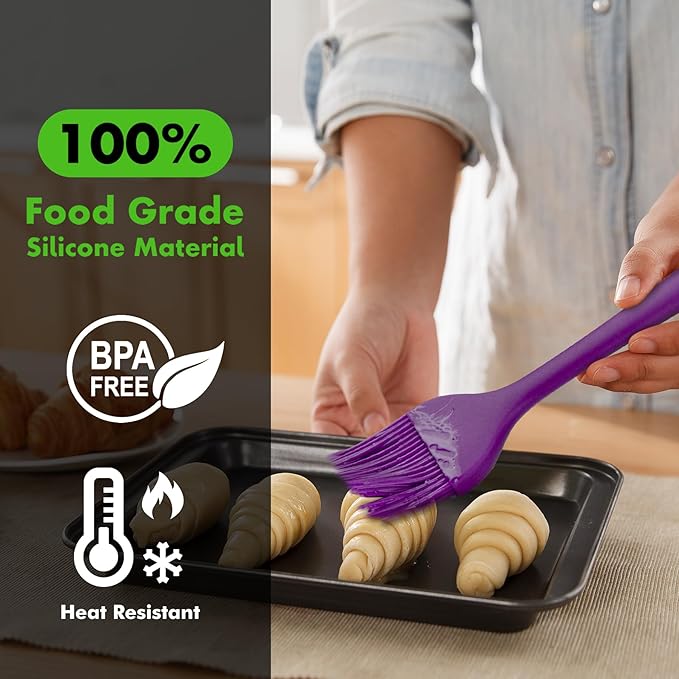 HOTEC Basting Brushes Silicone Heat Resistant Pastry Brushes Spread Oil Butter Sauce Marinades for