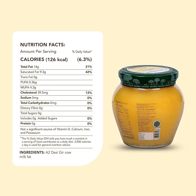 Anveshan A2 Gir Cow Desi Ghee 500ML | Grass-Fed | Pasture-Raised | Traditional Curd-Churned Bilona