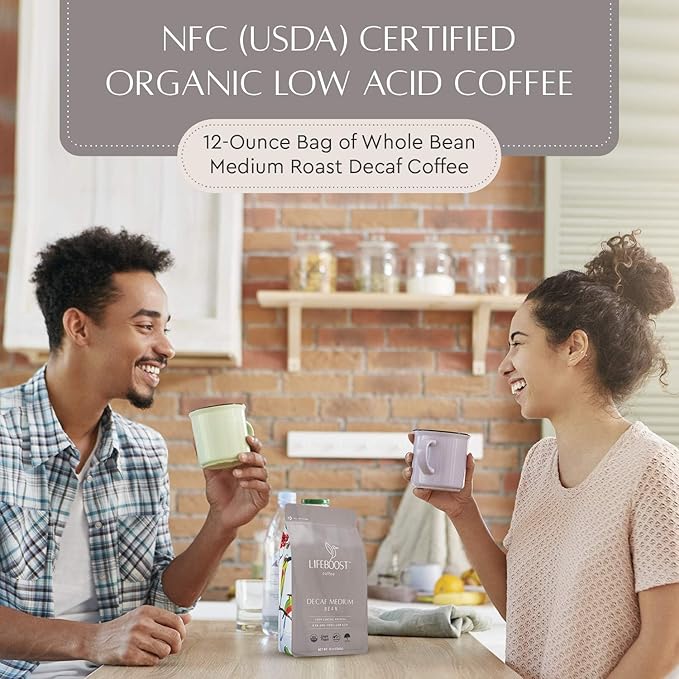 Lifeboost Medium Roast Decaf Coffee Beans ??Organic Low Acid Swiss Water Decaf ??Whole Bean Coffee