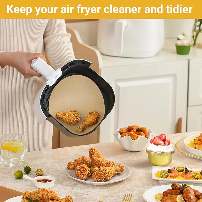 Beasea Air Fryer Disposable Liners 9 Inch, 200pcs Parchment Paper Unbleached Round Filter Paper