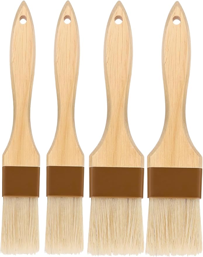 Basting Brush,Pastry Brush 1.5" & 1" - Natural Bristle Cooking Brush for Baking,Not Shed Food Grade