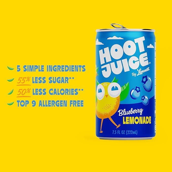Hoot Juice Blueberry Lemonade By Lemonati, No Artificial Sweeteners or Flavors, Gluten-Free