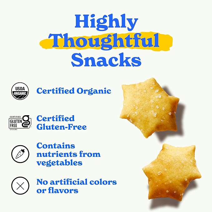 MadeGood Star Puffed Crackers, Sea Salt, 6 Bags (4.26oz Each) Gluten Free and Organic, Healthy