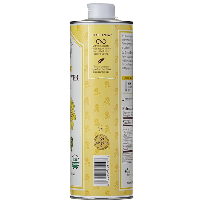 La Tourangelle, Organic High Oleic Sunflower Oil, Neutral Oil For Medium to High Heat Cooking and