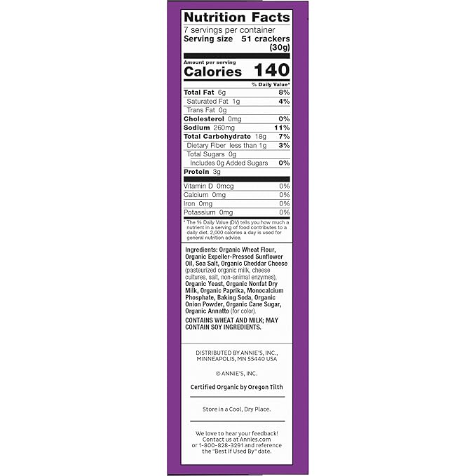 Annie's Organic Cheddar Bunnies Baked Snack Crackers, Original, 7.5 oz