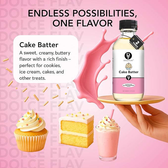 Dolce Flav Natural Cake Batter Extract ??2 Ounce Water-Soluble Kosher, Sugar-Free, Concentrated