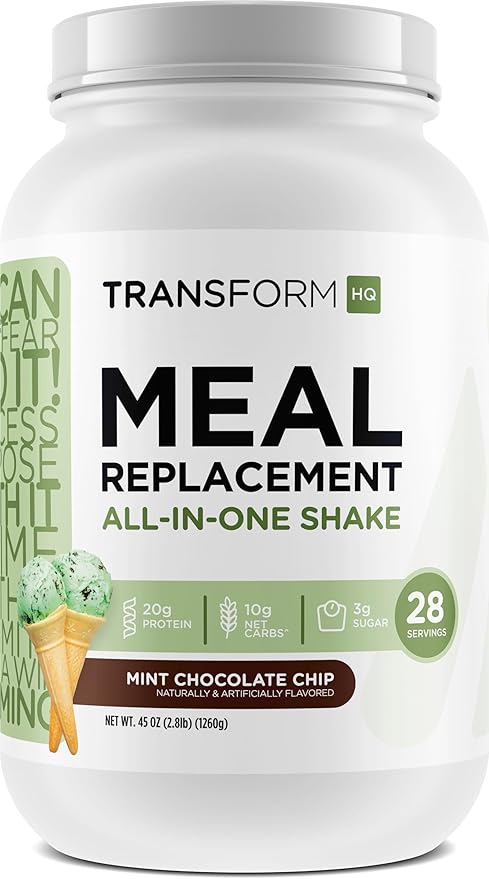 TransformHQ Meal Replacement Shake Powder 28 Servings (Mint Chocolate Chip) - 20G Protein per
