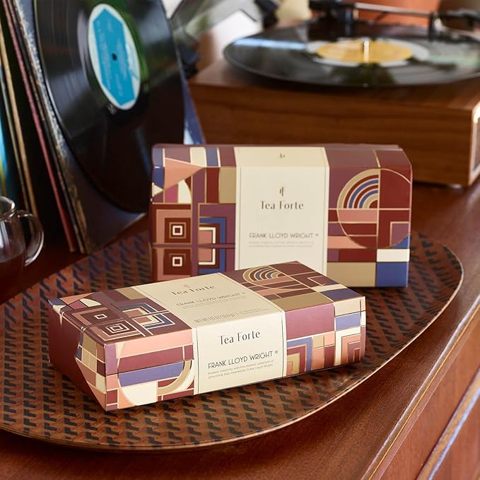 Tea Forte Frank Lloyd Wright Petite Presentation Box Tea Gift Set Sampler, 10 Count, 2 of Each