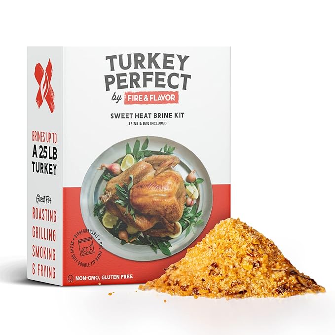 Fire & Flavor Sweet Heat Turkey Brine Kit - Seasonings for Roasting, Grilling, Smoking, and Frying