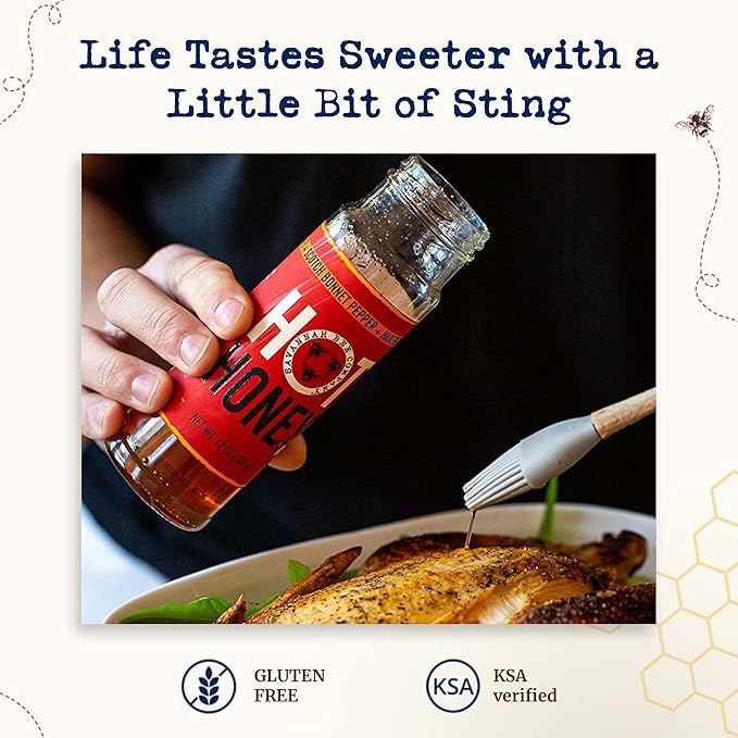 Savannah Bee Company 100% Pure and Gluten Free - Sweet and Spicy Honey Hot Sauce - Infused With