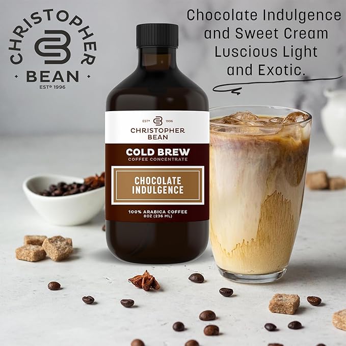 Christopher Bean Hand Crafted Chocolate Indulgence Flavored Coffee - Unsweetened Cold Brew & Iced