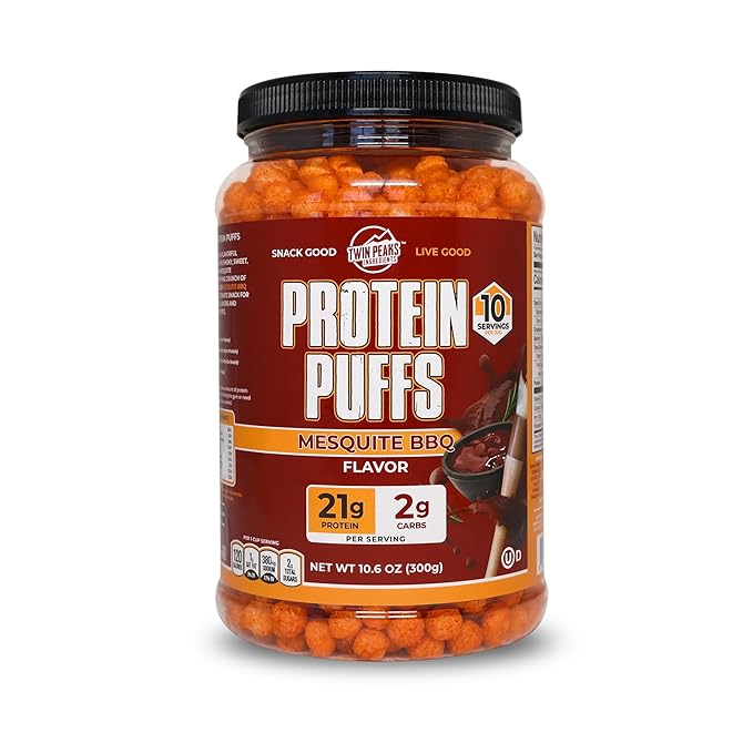 Twin Peaks Protein Puffs - (Mesquite Barbecue), Keto Friendly, Low Carb Snack (300g, 21g Protein