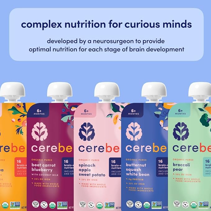 Cerebelly Baby Food Pouches ??Organic Dairy Free Smoothies for Toddlers | No Added Sugar, Fiber