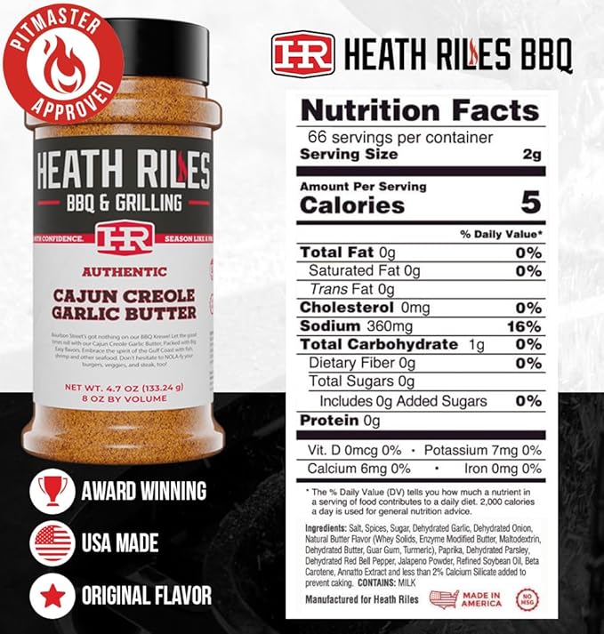 Heath Riles Cajun Seasoning Rub, Cajun-Creole, Louisiana Inspired Cajun Spice & Heat, Champion