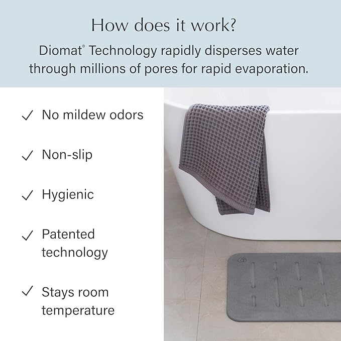 Dorai Home Bath Stone Mat 23.6"x15.4" (2-Pack) – Quick-Dry, Non-Slip Diatomite Stone Bath Mat, Rain